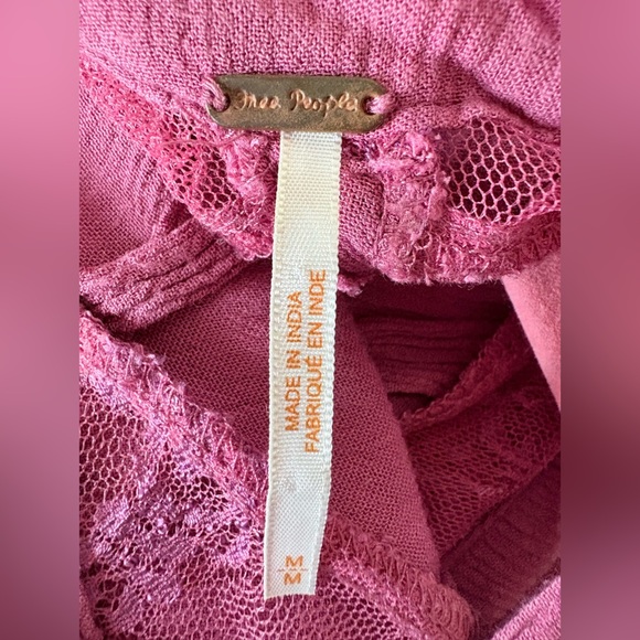 Free People Pink Lace Detail Tunic Top - Picture 2 of 3